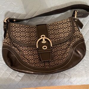 Coach Signature Brown and Black Shoulder Bag